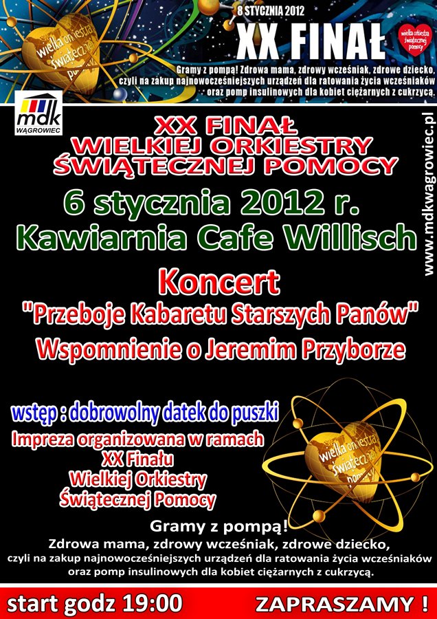 Plan XX finału WOÓP w kawiarni Willisch Cafe w Wągrowcu