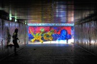 Przejście pod dworcem pkp ozdobione graffiti